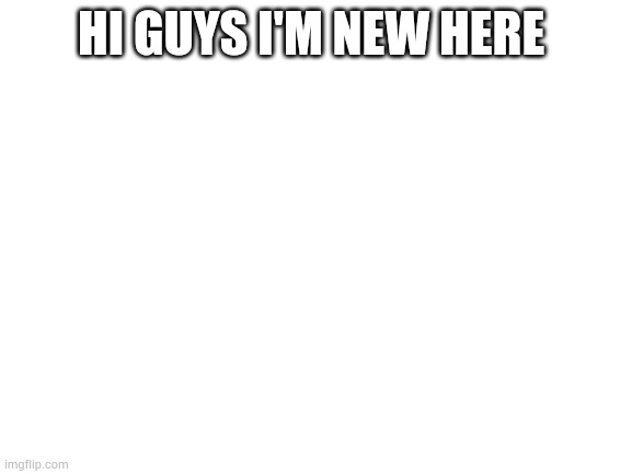 Blank White Template | HI GUYS I'M NEW HERE | image tagged in blank white template | made w/ Imgflip meme maker