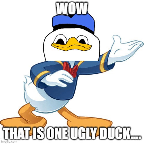 Donald Duck | WOW; THAT IS ONE UGLY DUCK.... | image tagged in donald duck | made w/ Imgflip meme maker