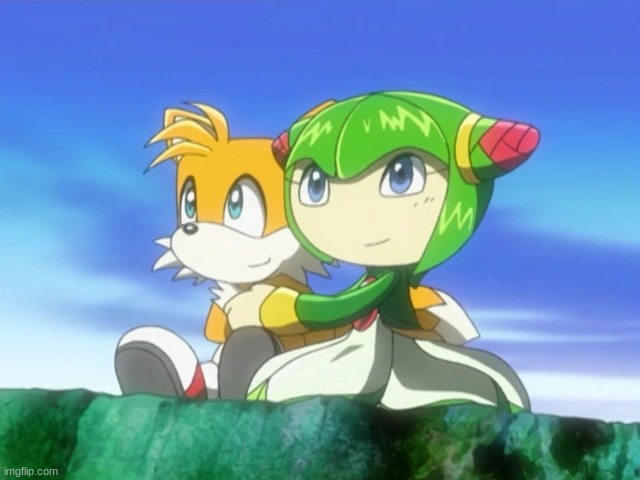 A cute couple (Plus who remembers this character) | image tagged in tails x cosmo,sonic the hedgehog,shipping,cute,anime,ship | made w/ Imgflip meme maker