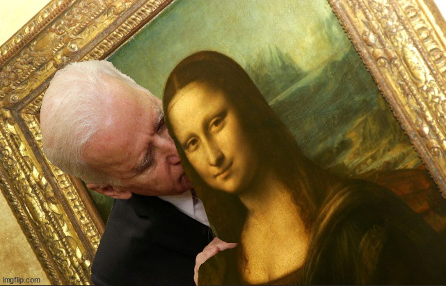 He couldn't resist... | image tagged in memes,mona lisa | made w/ Imgflip meme maker