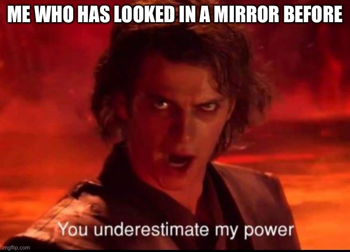 You underestimate my power | ME WHO HAS LOOKED IN A MIRROR BEFORE | image tagged in you underestimate my power | made w/ Imgflip meme maker