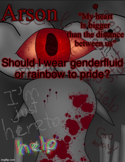 I'm gonna put the other one hanging out of my pocket | Should I wear genderfluid or rainbow to pride? | image tagged in arson's announcement temp | made w/ Imgflip meme maker