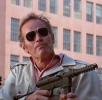 Charlton Heston 9mm submachine gun Blank Meme Template