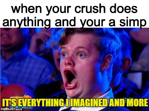 not really me | when your crush does anything and your a simp | image tagged in it's everything i imagined and more,simp | made w/ Imgflip meme maker