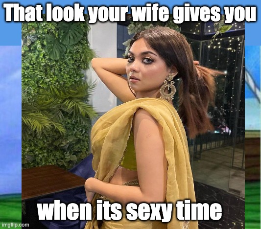 beautiful wife | That look your wife gives you; when its sexy time | image tagged in memes,mocking spongebob | made w/ Imgflip meme maker