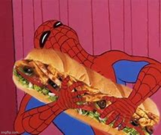 Mmm subs | image tagged in spiderman | made w/ Imgflip meme maker