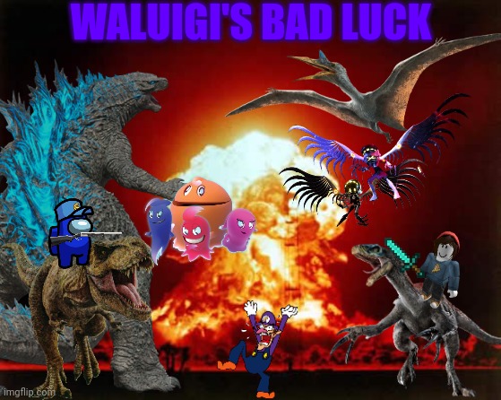 A Spinoff of Wario's Bad Luck.mp3 |  WALUIGI'S BAD LUCK | image tagged in waluigi,too many tags,spinoff | made w/ Imgflip meme maker