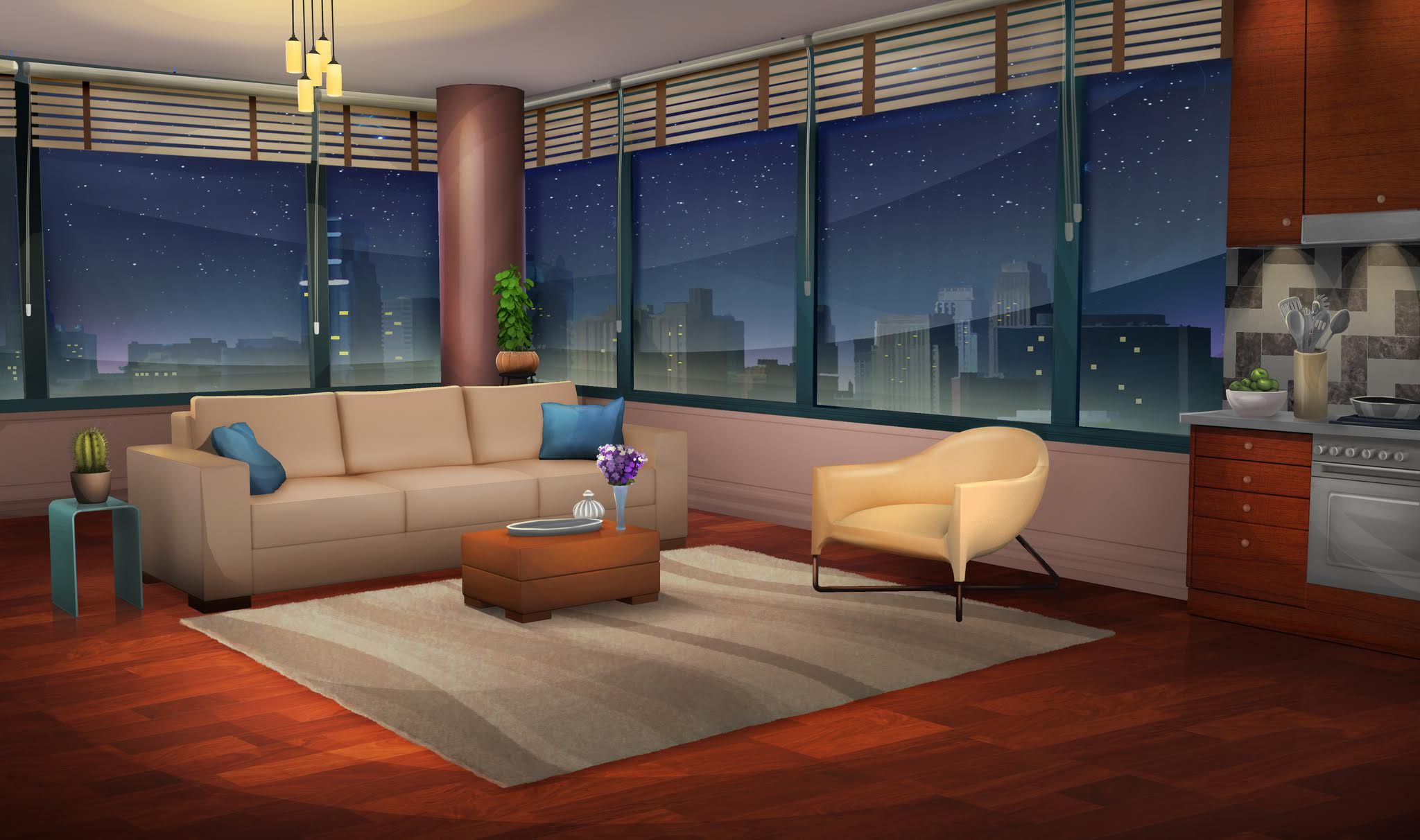 High Quality Anime living room Blank Meme Template