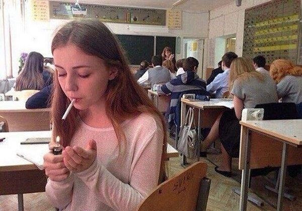 Slavic Girl Smoking Blank Meme Template