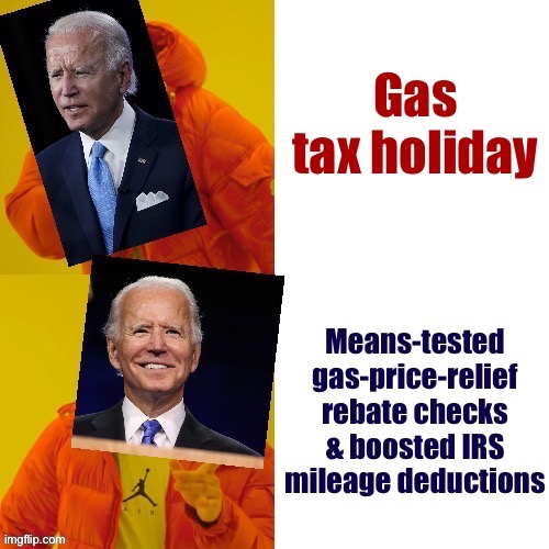 Energy companies could simply pocket the windfall of a gas tax holiday. Targeted relief would help those who need it most. | image tagged in gas tax holiday vs alternatives | made w/ Imgflip meme maker