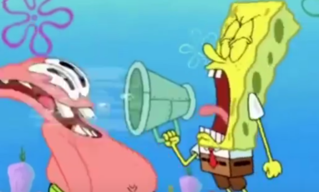 High Quality Spongebob Screaming at Patrick Blank Meme Template