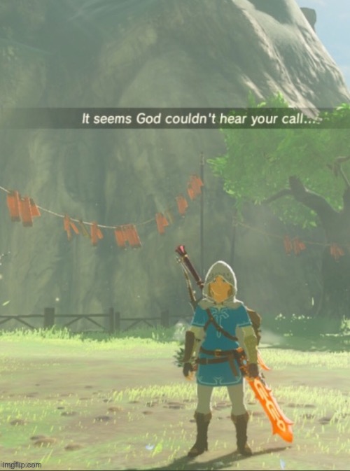 Feel free to use this template | image tagged in the legend of zelda breath of the wild,it seems god couldnt hear your call | made w/ Imgflip meme maker