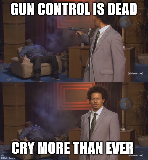 The Supreme Court STRIKES DOWN a New York gun-control law | GUN CONTROL IS DEAD; CRY MORE THAN EVER | image tagged in gunshot meme | made w/ Imgflip meme maker