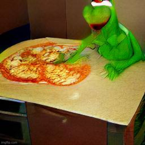 What kind of pizza did Kermit make? | image tagged in kermit the frog,oh hell no | made w/ Imgflip meme maker