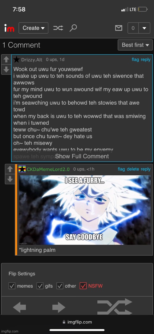 I FINALLY CAUGHT A FURRY LACKING | image tagged in hunter x hunter | made w/ Imgflip meme maker