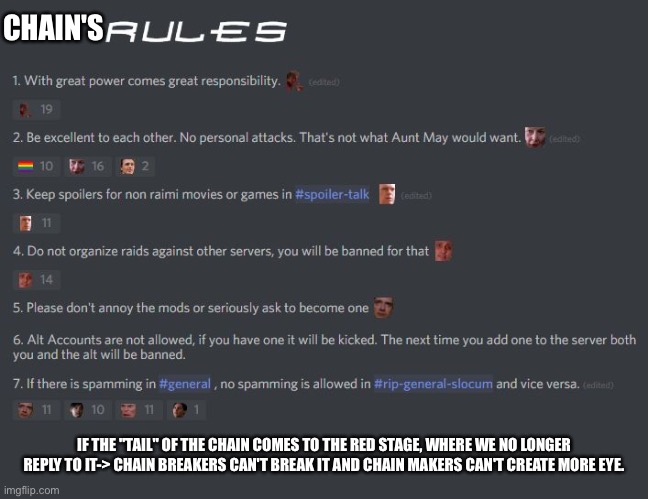 Ok... | CHAIN'S; IF THE "TAIL" OF THE CHAIN COMES TO THE RED STAGE, WHERE WE NO LONGER REPLY TO IT-> CHAIN BREAKERS CAN'T BREAK IT AND CHAIN MAKERS CAN'T CREATE MORE EYE. | image tagged in new rule | made w/ Imgflip meme maker