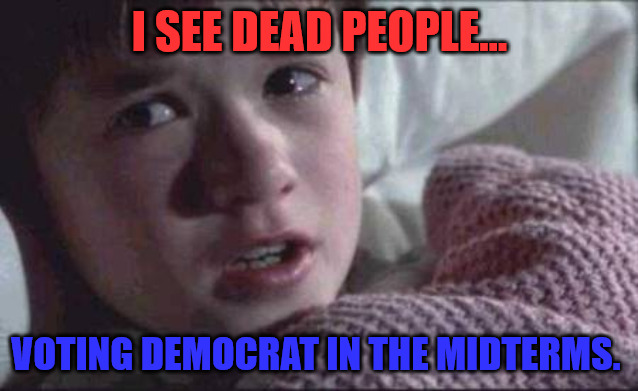 I See Dead people Voting | I SEE DEAD PEOPLE... VOTING DEMOCRAT IN THE MIDTERMS. | image tagged in memes,i see dead people | made w/ Imgflip meme maker