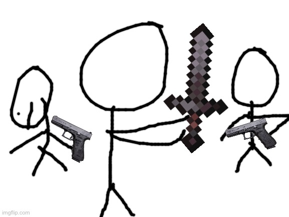 3 People 3 Weapons | image tagged in blank white template | made w/ Imgflip meme maker