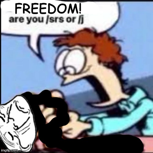 Garfield are you /srs or /j | FREEDOM! | image tagged in garfield are you /srs or /j | made w/ Imgflip meme maker