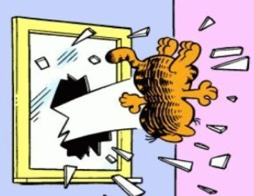 High Quality Garfield being thrown out of the window Blank Meme Template