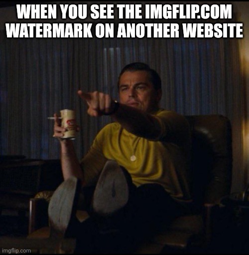Leonardo DiCaprio Pointing | WHEN YOU SEE THE IMGFLIP.COM WATERMARK ON ANOTHER WEBSITE | image tagged in leonardo dicaprio pointing | made w/ Imgflip meme maker