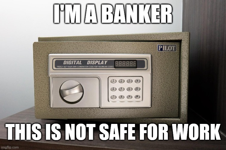 Literally |  I'M A BANKER; THIS IS NOT SAFE FOR WORK | image tagged in marked safe from | made w/ Imgflip meme maker