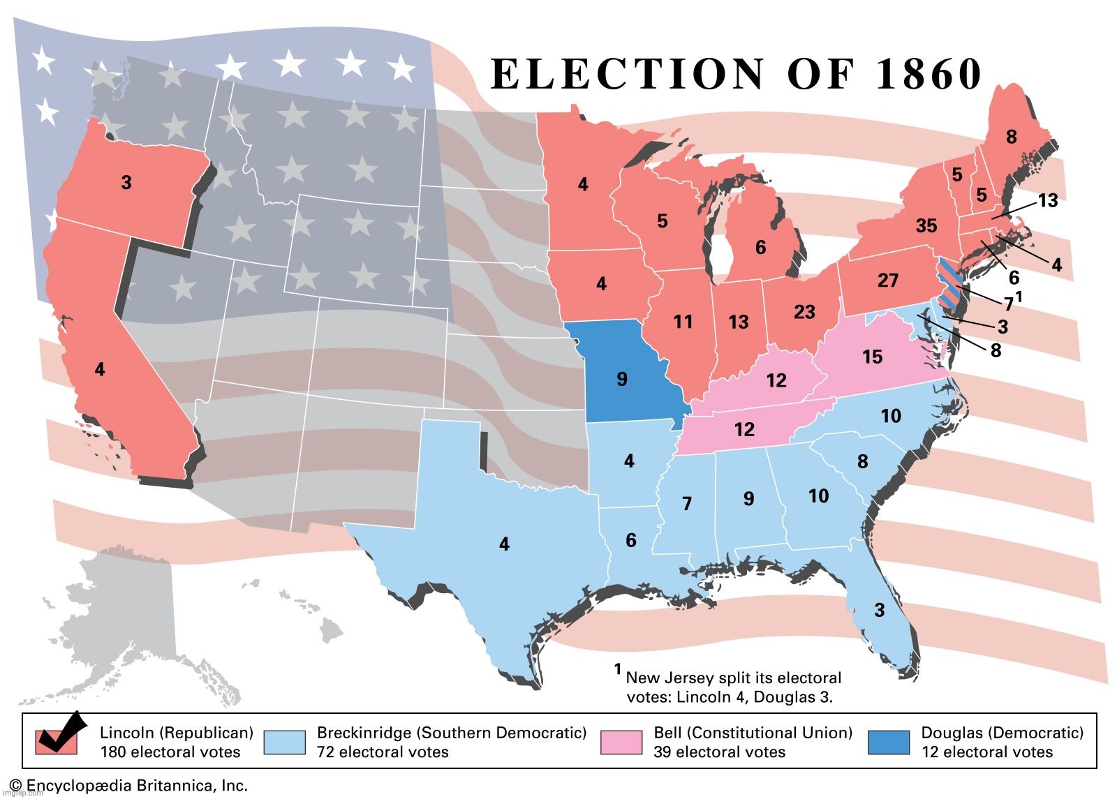 1860 election map | image tagged in 1860 election map | made w/ Imgflip meme maker