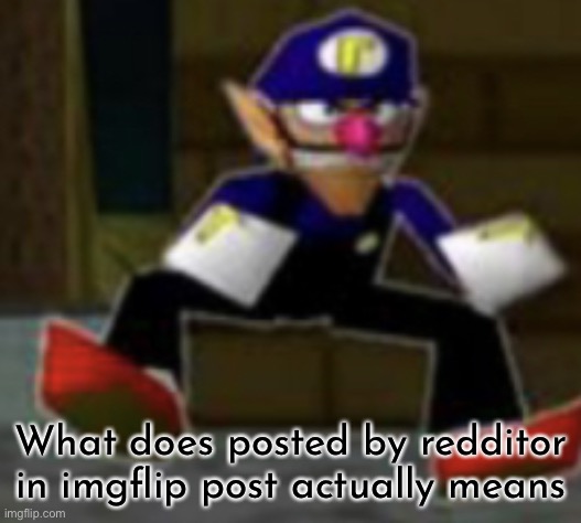 wah male | What does posted by redditor in imgflip post actually means | image tagged in wah male | made w/ Imgflip meme maker