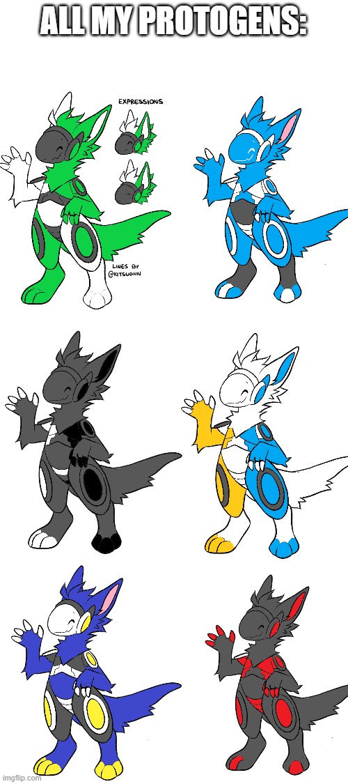 Their names can be found in comments | ALL MY PROTOGENS: | image tagged in blank white template,furry | made w/ Imgflip meme maker
