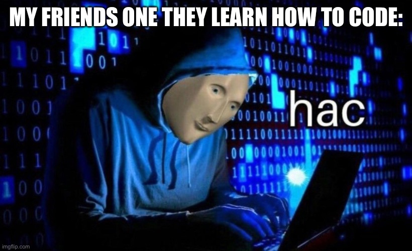 Hac the skool computers | MY FRIENDS ONE THEY LEARN HOW TO CODE: | image tagged in hac | made w/ Imgflip meme maker