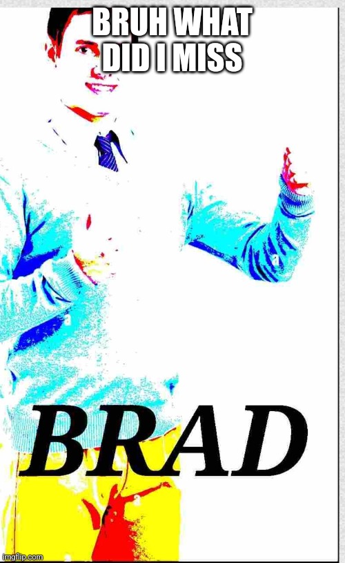 Brad | BRUH WHAT DID I MISS | image tagged in brad | made w/ Imgflip meme maker