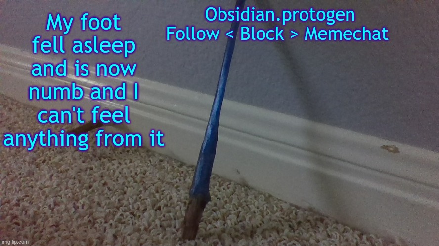 Temp 2.1 | My foot fell asleep and is now numb and I can't feel anything from it | image tagged in temp 2 1 | made w/ Imgflip meme maker