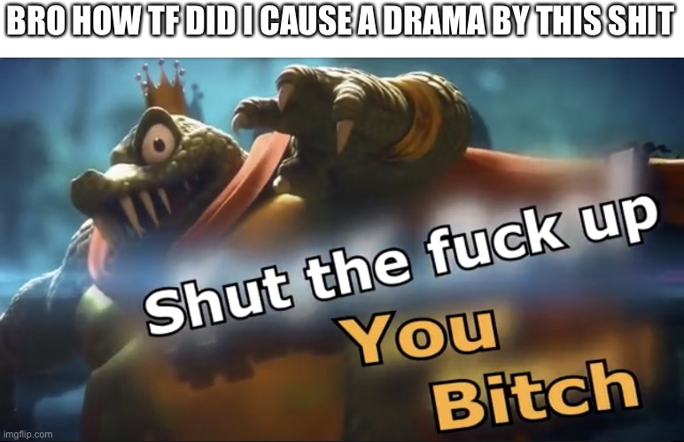 Mf is a snowflake | BRO HOW TF DID I CAUSE A DRAMA BY THIS SHIT | image tagged in shut up | made w/ Imgflip meme maker