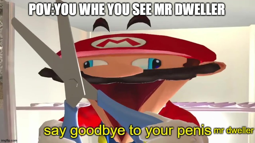 say goodbye to your penis | POV:YOU WHE YOU SEE MR DWELLER mr dweller | image tagged in say goodbye to your penis | made w/ Imgflip meme maker