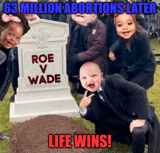 RIP Roe v Wade (Let the triggering begin) | 63 MILLION ABORTIONS LATER; LIFE WINS! | image tagged in roe vs wade | made w/ Imgflip meme maker