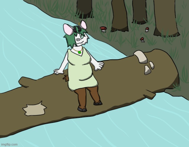 I drew Silvii chillin on a fallen log over a river (my art and character) | image tagged in furry,art,drawings,satyr,cats,mythology | made w/ Imgflip meme maker
