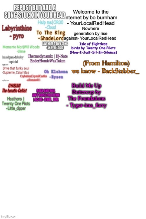 Buttercup | Build Me Up Buttercup by The Foundations - Tyger-ima_furry | image tagged in why are you reading this | made w/ Imgflip meme maker