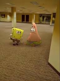 Spongebob and Patrick in the Backrooms Blank Meme Template