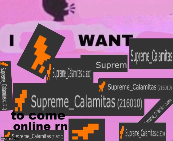 ips he's offline rn | image tagged in i want supreme calamitas to come online rn | made w/ Imgflip meme maker