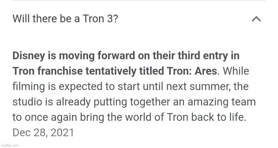 BROOOOOO TRON 3 MAY ALREADY BE IN FILMING AND WE DONT EVEN KNOW IT | made w/ Imgflip meme maker