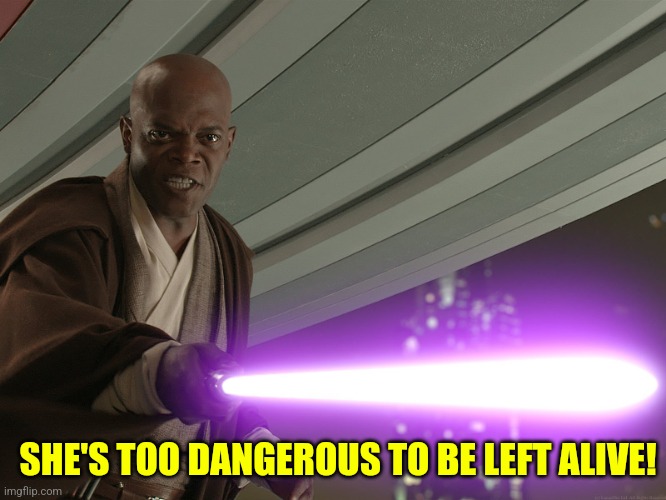 He's too dangerous to be left alive! | SHE'S TOO DANGEROUS TO BE LEFT ALIVE! | image tagged in he's too dangerous to be left alive | made w/ Imgflip meme maker
