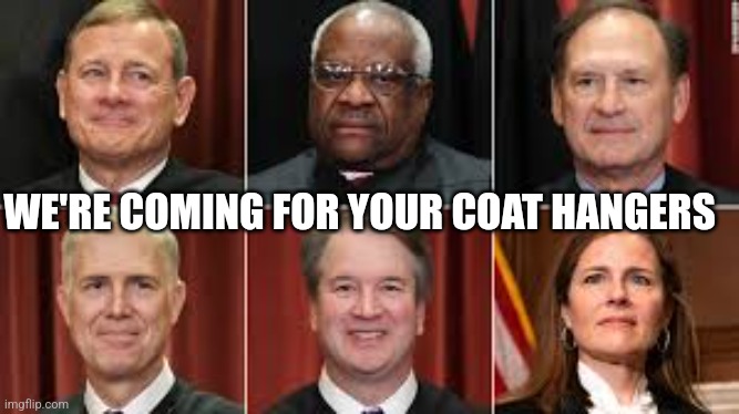 WE'RE COMING FOR YOUR COAT HANGERS | image tagged in abortion,anything control | made w/ Imgflip meme maker