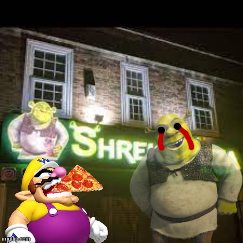 Wario dies by Shrek's ghost while eating pizza at Shrek's Pizza.mp3 | image tagged in wario dies,wario,shrek,ghost,pizza,ogre | made w/ Imgflip meme maker