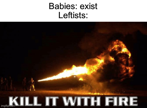 The unborn are to be cherished and protected, not murdered just because having a kid “would like totally cramp my style” | Babies: exist
Leftists: | image tagged in kill it with fire | made w/ Imgflip meme maker