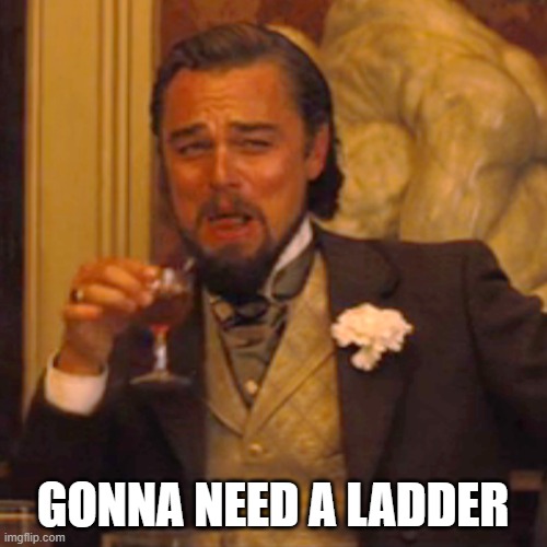 Laughing Leo Meme | GONNA NEED A LADDER | image tagged in memes,laughing leo | made w/ Imgflip meme maker