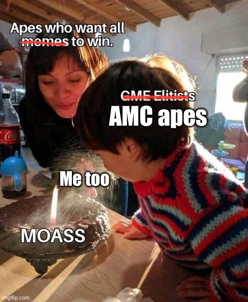 AMC me too movement | AMC apes; Me too | image tagged in memes,stocks | made w/ Imgflip meme maker