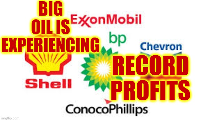 Big Oil Is Experiencing RECORD PROFITS | BIG OIL IS EXPERIENCING; RECORD PROFITS | image tagged in big oil,memes,corruption,corporate greed,greed,inhumane | made w/ Imgflip meme maker