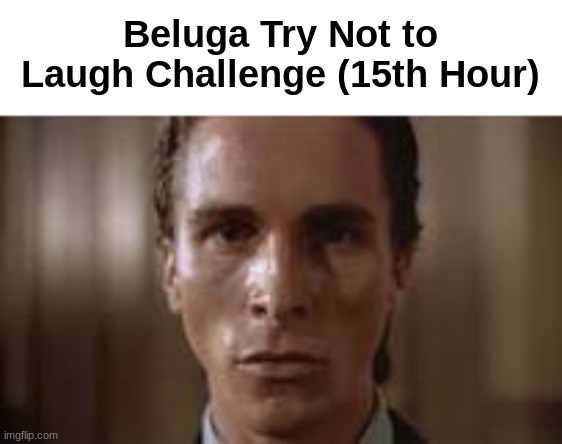 Patrick Bateman staring | Beluga Try Not to Laugh Challenge (15th Hour) | image tagged in patrick bateman staring | made w/ Imgflip meme maker