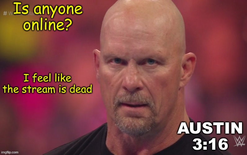 dead stream? | Is anyone online? I feel like the stream is dead | image tagged in steve austin template | made w/ Imgflip meme maker