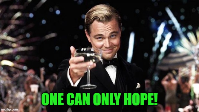 Gatsby toast  | ONE CAN ONLY HOPE! | image tagged in gatsby toast | made w/ Imgflip meme maker